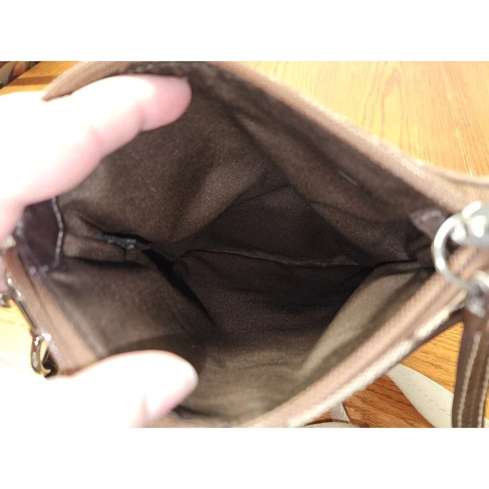 COACH SwingPack Brown Signature Brown Patent Leather Trim